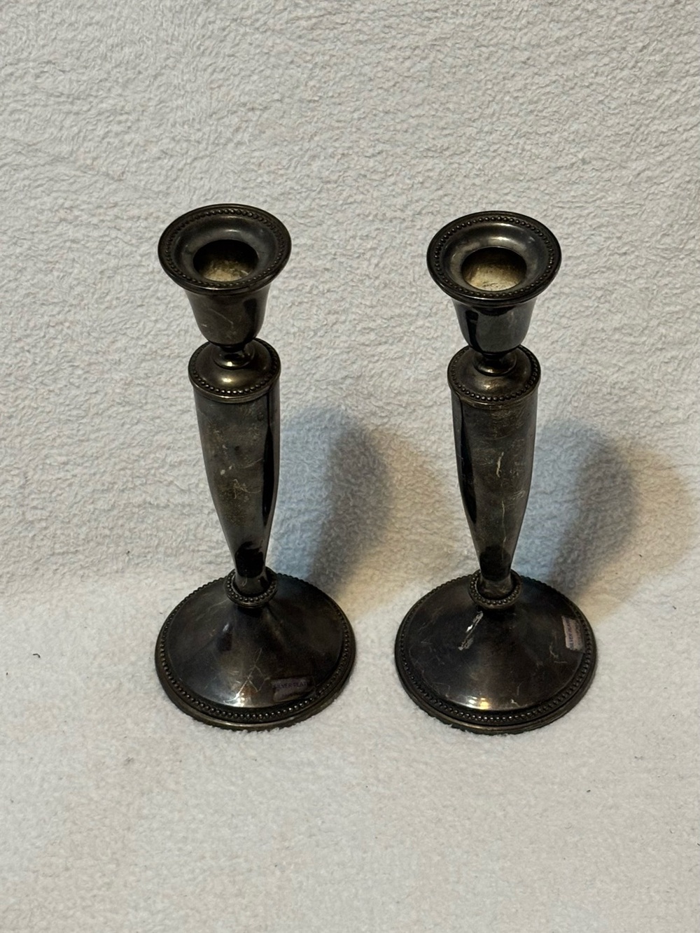Vintage antique Classic silver/black metal candle stick holder